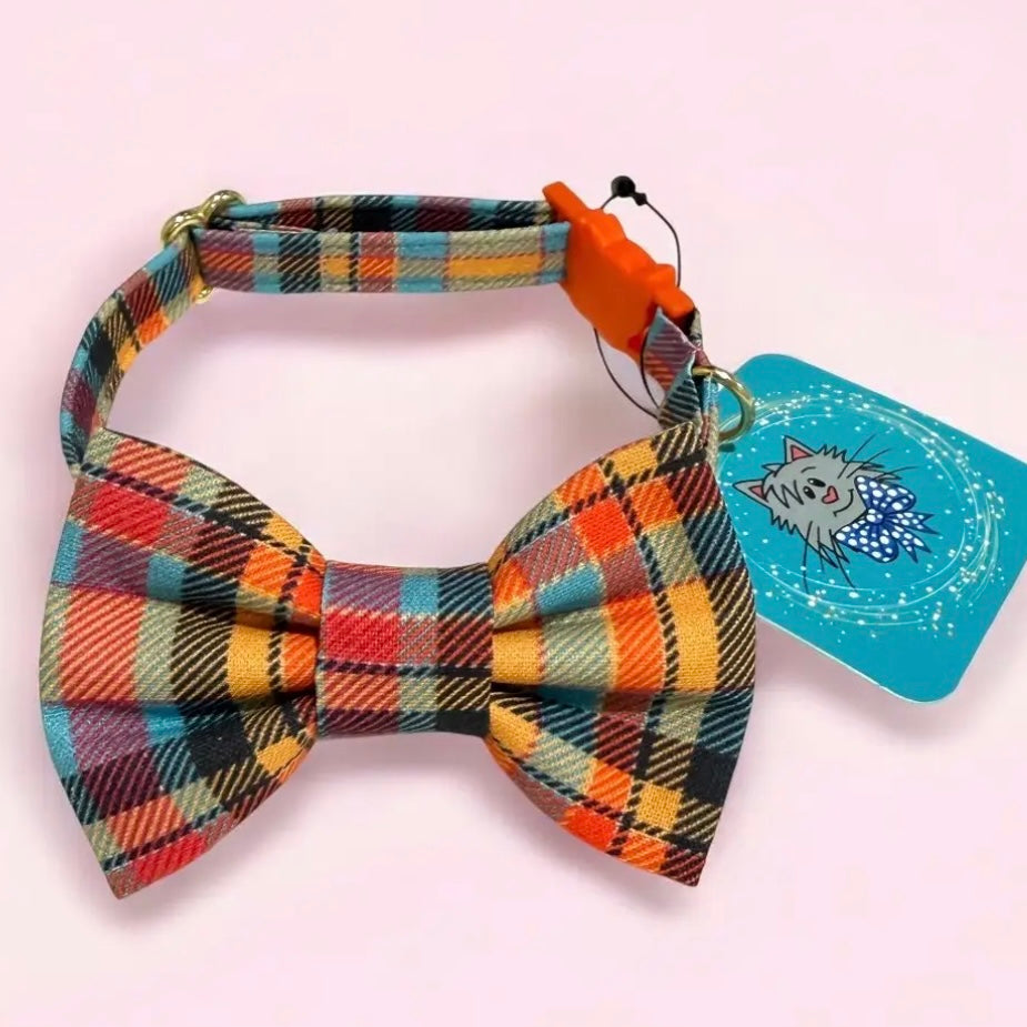 Whiskers Crafts Cat Collar and Bow Tie: Multi Plaid