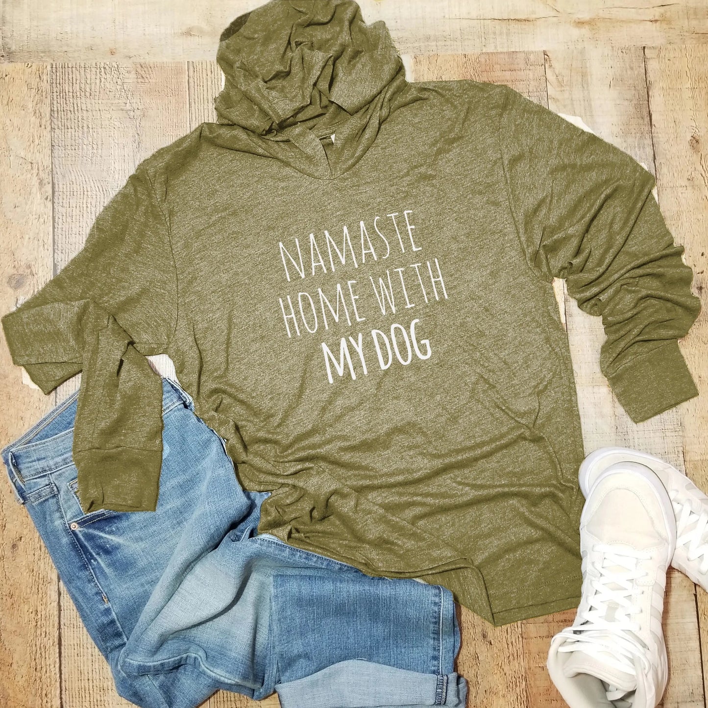 Namaste Home with My Dog Lightweight Hoodie