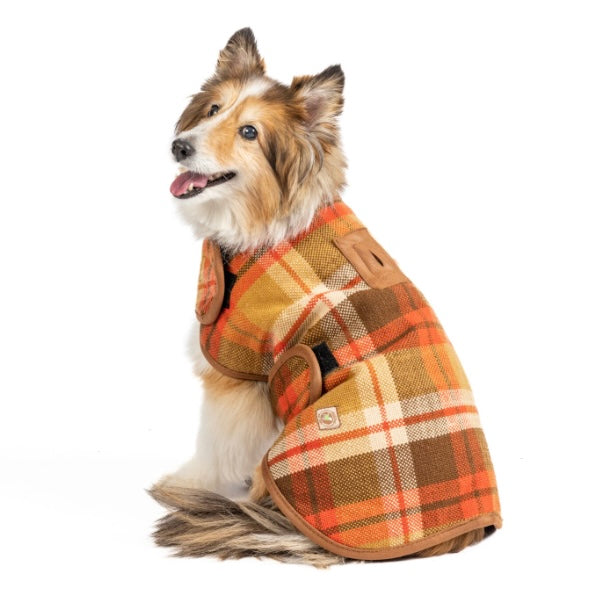Chilly Dog Sweaters Rust Plaid Coat