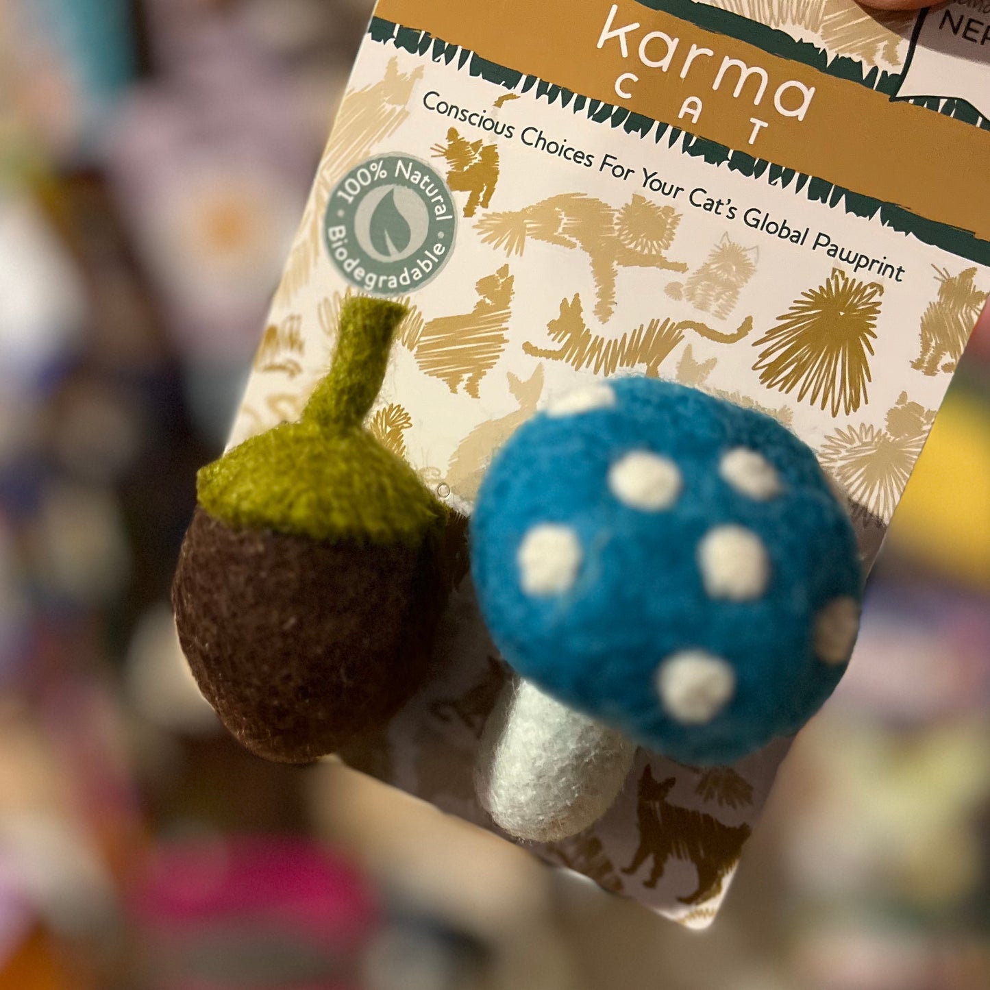 Karma Cat Wool Mushroom and Acorn Cat Toy