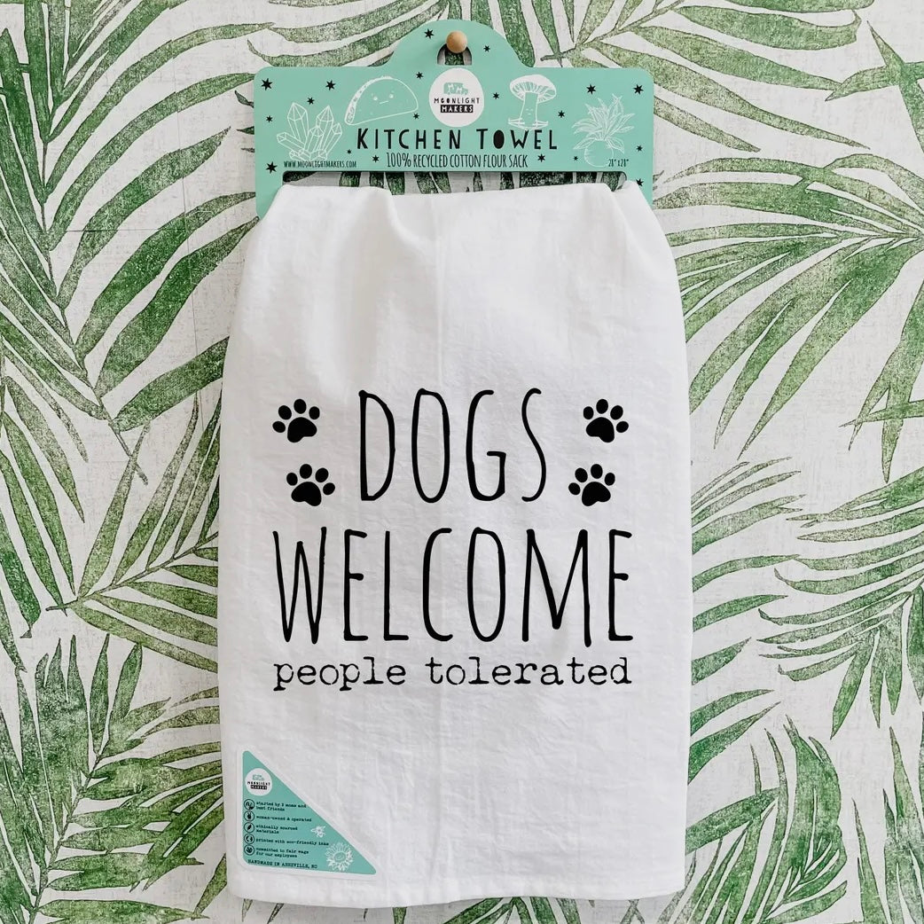 Dogs Welcome Dish Towel