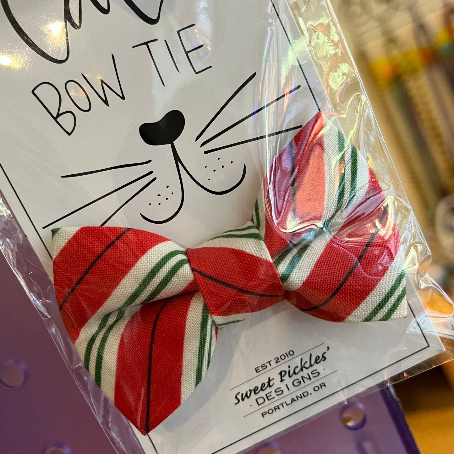 Sweet Pickles Holiday Cat Bow Tie