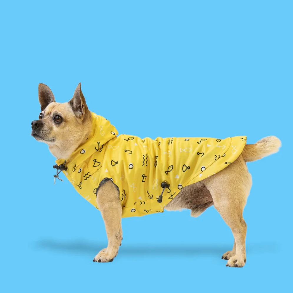 Long Dog Clothing Fishy Stretchy Raincoat