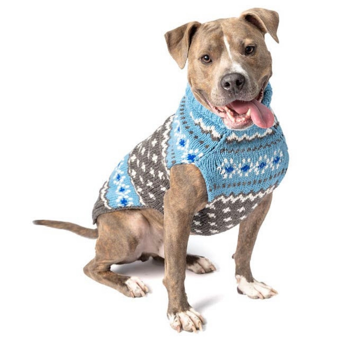 Chilly Dog Sweaters Light Blue Fairisle Sweater Houndstooth